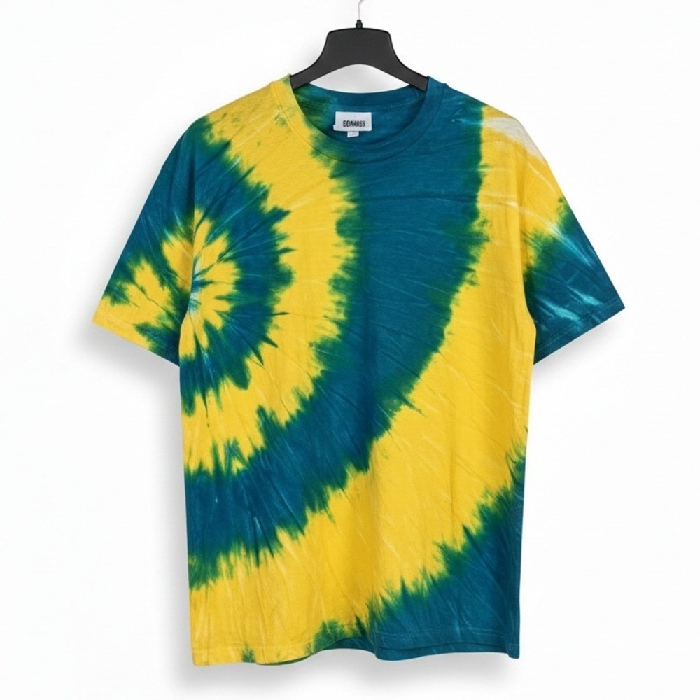 Vintage‎ Gitano Tie Dye T-Shirt Mens OS Single Stitch 90s NWT Teal Yellow Retro